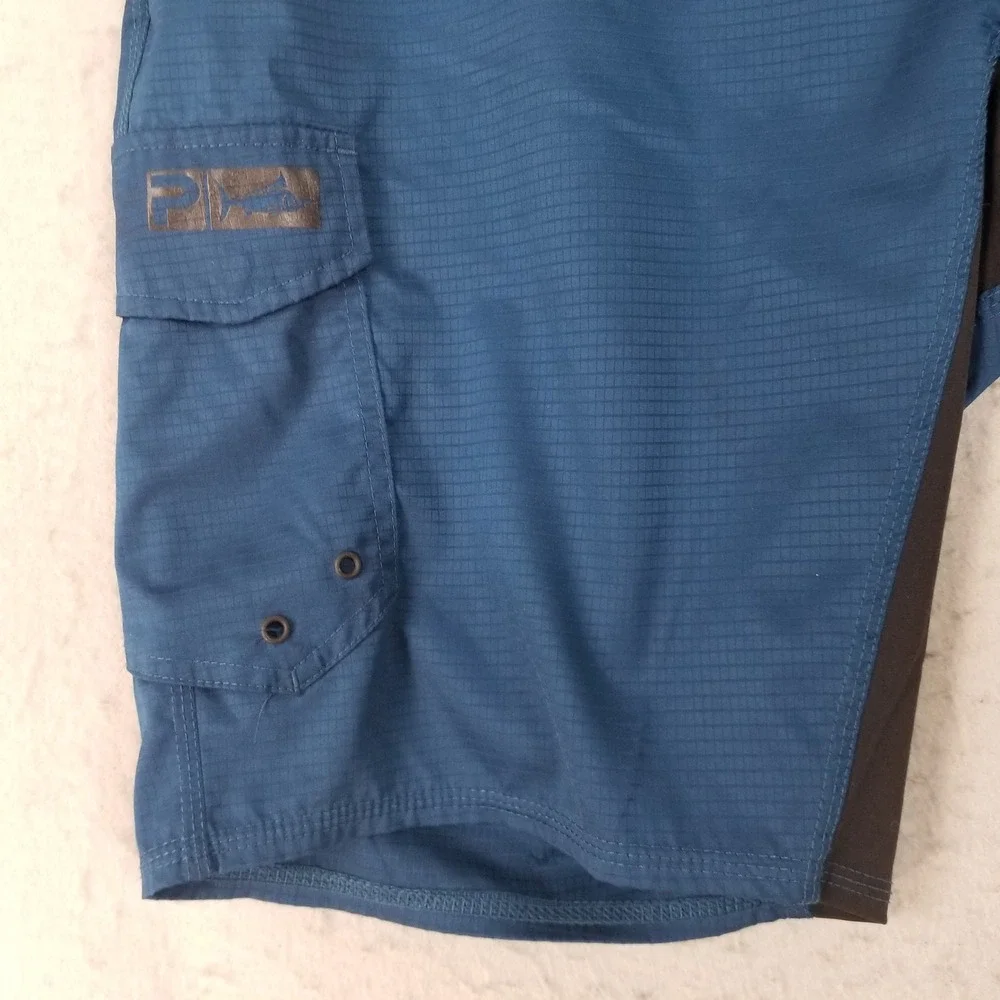 Pelagic Shorts Mens 36 Blue Deep Sea Fishing Ripstop Cargo Technical Boardshorts